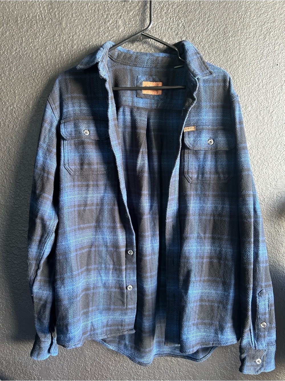 Orvis Navy and Black Plaid Flannel Jacket